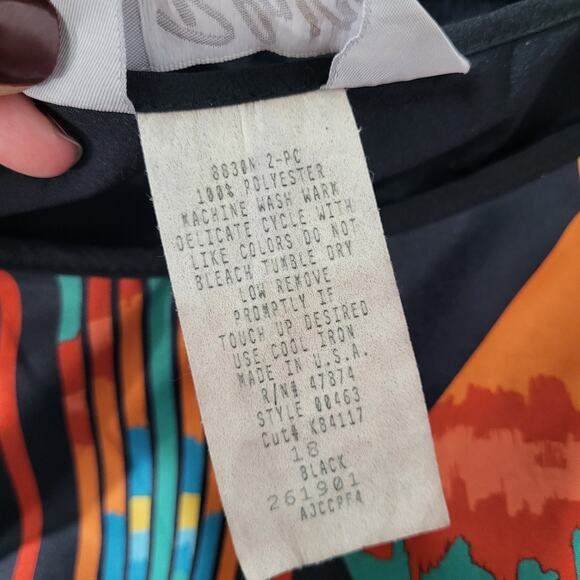 Vintage Blair Blouse Womens Size XL Black Southwest Geometric No Tuck Blouson 80 - Picture 7 of 13